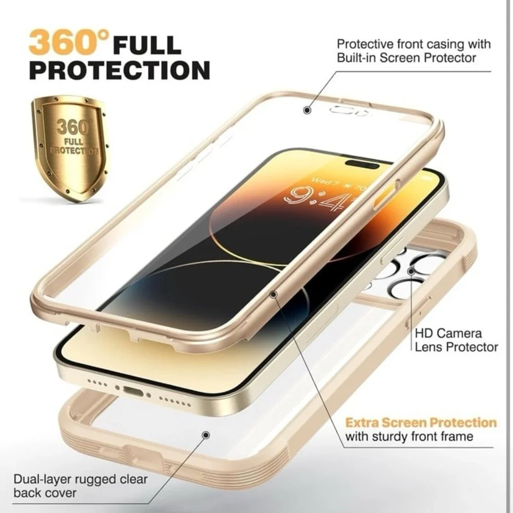 Diaclara Designed for iPhone 14 Pro Max Case‎ 6.7'', Full Body Rugged Case $18
